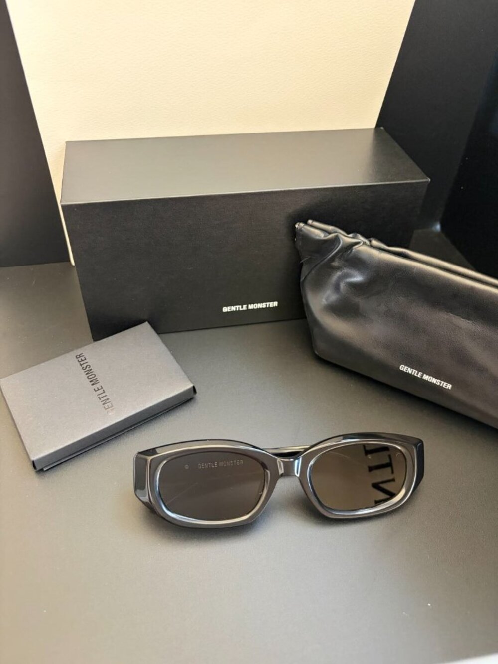 Gentle Monster Black Slim Rectangle Sunglasses